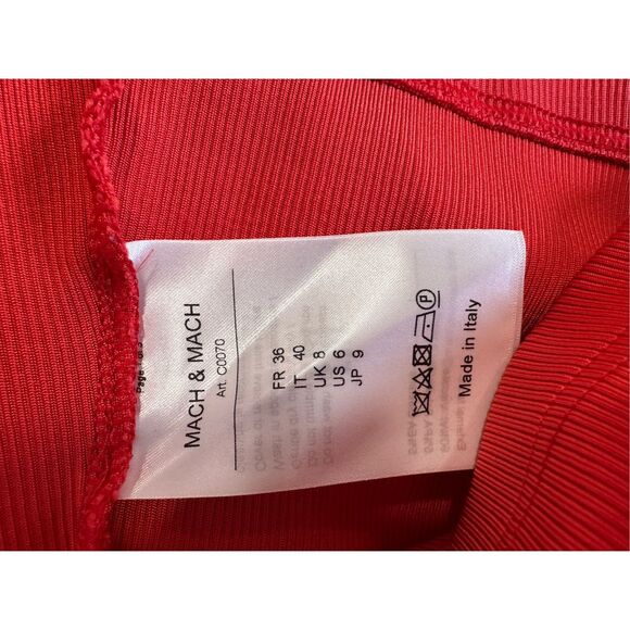 Mach & Mach bow-embellished cut-out ribbed-knit mini dress US6 $1475 - Picture 11 of 12